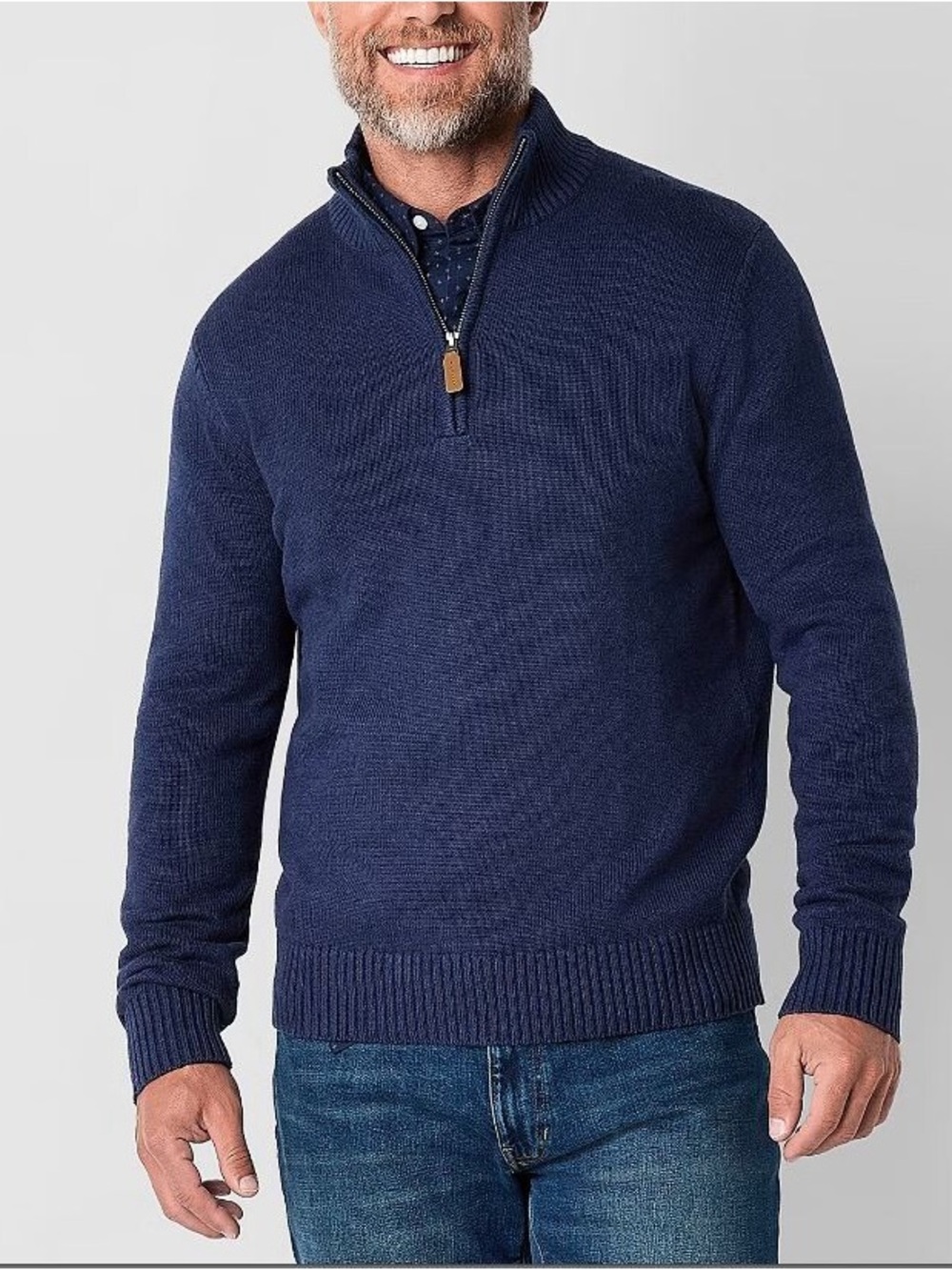 St. John's Bay Men's Navy Quarter-Zip Pullover Sweater